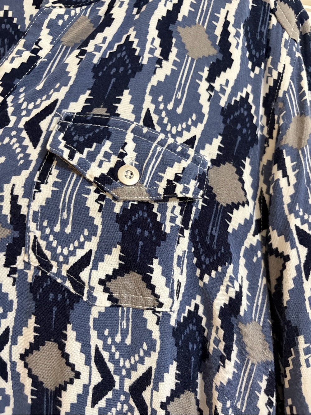 Ariat Blue Southwestern Aztec Print Rayon Tunic Dress Large Boho Western - Picture 2 of 8